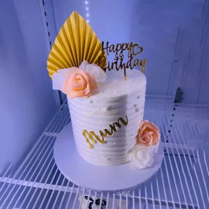 Custom Design Cake - Mum's Birthday Cake Gold & White