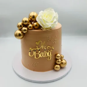 Baby Shower Cake (Chocolate/Vanilla) White & Gold Theme