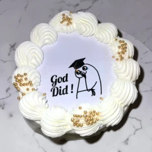 Mini bento graduation cake “God Did” by Aly’s Bakery
