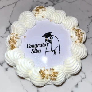 Mini bento graduation cake with graduate’s name by Aly’s Bakery